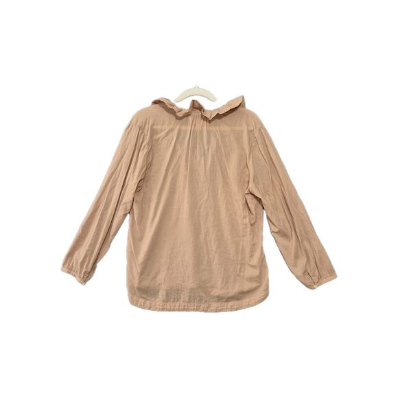 Trovata Birds Of Paradis Women's Pink Tan Cotton Blend Ruffle Long Sleeve Blouse - Picture 4 of 6